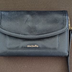 Vera Bradley Black Leather Wristlet/Crossbody